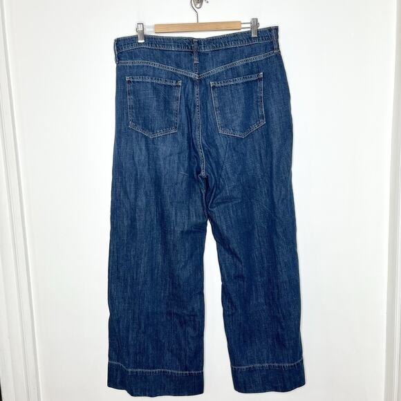 Gap High Rise Wide Leg Jeans Womens 16/33 Dark Wash Pleated Loose Skater Baggy - Picture 5 of 7